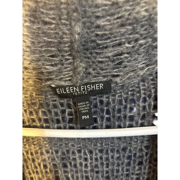Eileen Fisher Gray Open Knit Cardigan Sweater PM Petite Alpaca/Wool/Nylon Blend - Picture 2 of 5